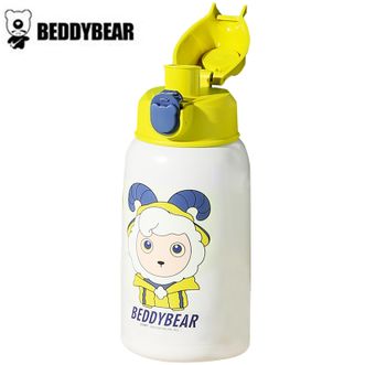 杯具熊 儿童杯四叶草保温杯十二生肖吸管水杯幼儿园宝宝背带水壶三盖 美美羊