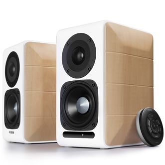 漫步者(EDIFIER) S880台式电脑有源音箱/电视音响 木质精致HIFI有源2.0音箱典雅白