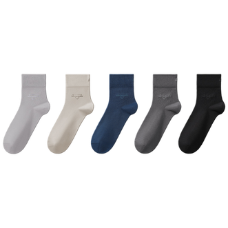 七匹狼（SEPTWOLVES）   男士高棉休闲袜吸汗防臭中筒袜子5双装-80967混色