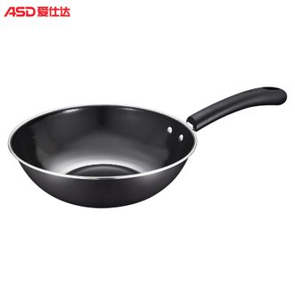 爱仕达/ASD  铸铁炒锅30CM 家用搪瓷防锈铁锅无涂层煎炒锅爆炒锅炒菜锅烹饪锅