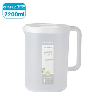 茶花（CHAHUA）  冷水壶塑料家用凉水壶果汁壶 大容量杯子耐热耐高温凉水杯茶壶 2.2L白色