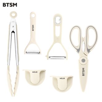BTSM  厨房工具六件套食物夹*1+拇指手夹*2+削皮器*1+削丝器*1+熊猫剪*1厨房好帮手-BTCF-C0410