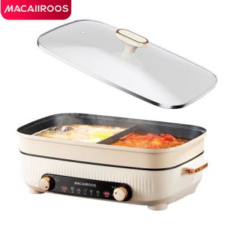 MACAIIROOS  多用途锅家用多功能不粘锅电炒锅料理涮肉锅 鸳鸯锅电锅火锅锅 火锅专用锅电煮锅 MC-HG528