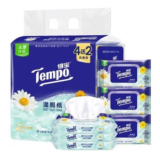 得宝  （TEMPO）洋甘菊湿厕纸 40片*4包+10片*2包 可冲散 湿厕纸巾