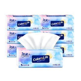 洁柔  面巾（缤纷软抽）100抽3层6包（自然香）