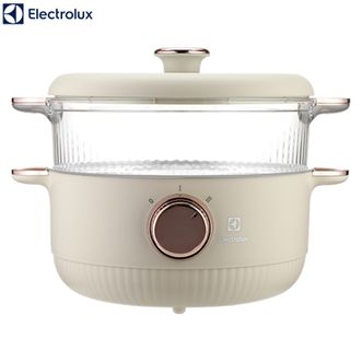伊莱克斯/Electrolux  2.5L电火锅料理锅电蒸锅电炖锅多功能锅 煮面煮粥煲汤厨房电器炖煮锅电煮锅涮锅蒸蛋器蒸包子蒸馒头蒸饺蒸海鲜煎烤机多用途锅电热锅EGFS-5110米白