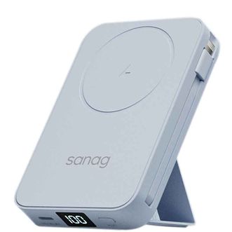 赛那/sanag  磁吸充电宝自带线小巧便携支架无线Magsafe快充10000毫安适用iphone16/15/14promax苹果华为安卓通用移动电源 蓝色