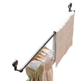 太力/TAILI  吸盘伸缩晾衣杆阳台晾衣架免打孔卫生间浴帘杆AW994-枪灰