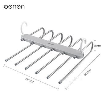 梦妮  多功能裤架折叠裤子专用衣架衣柜可伸缩魔术裤架无痕防滑收纳神器【百搭灰】