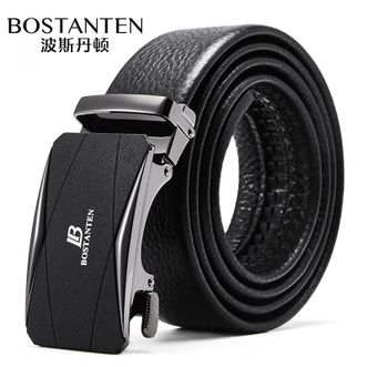 波斯丹顿（BOSTANTEN）  男士皮带条真皮自动扣头层牛皮裤腰带BJ4192011黑色