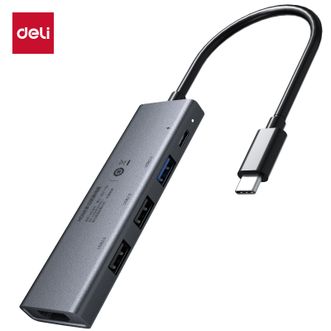 得力/Deli  Type-C扩展坞转HDMI投屏转接头扩展器 USB高速分线器HUB集线器PD快充适用电脑笔记本平板手机MG360