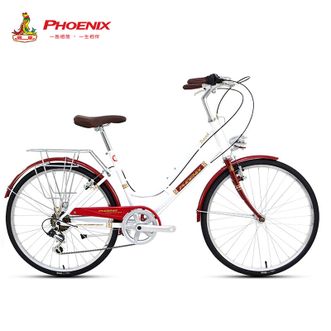 凤凰（Phoenix） 凤凰自行车 24寸7速禧玛诺变速复古男女款城市骑行车成人单车 孔雀