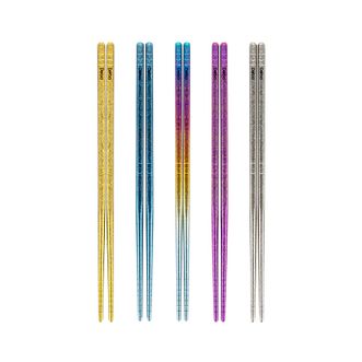 Debo  赫罗德-彩色100%纯钛筷子家用高档分餐筷抗菌防霉磨砂防滑筷 5双DEP-DS494