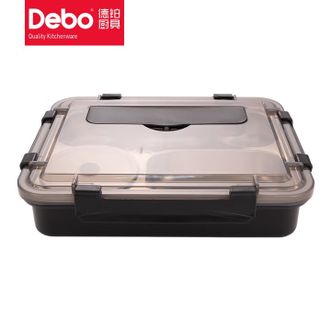 德铂（Debo）  迪亚斯便携饭盒五格1.4L大容量不锈钢餐盘DEP-737 黑色