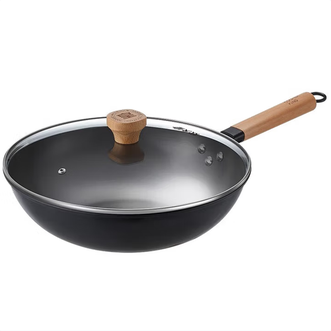 炊大皇（COOKER KING）  拾味精铁炒锅 家用炒菜锅无涂层 氮化不易锈 铁锅 30cm带盖  CG30SW-1