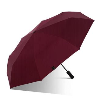天堂伞  全自动晴雨伞三折  31115E  酱红  晴雨伞三折叠黑胶防晒遮阳伞