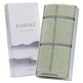 金号  毛巾礼盒 纯棉吸水洗脸巾亲肤耐用洁面巾 礼盒单条装 绿色方格