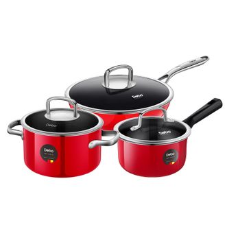 Debo  徳铂套装锅具无涂层陶钢一体 三件套不粘锅套装喜马拉雅高端系列 内壁无铆钉