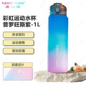 康知缘/KANGZYUAN  未来战士彩虹运动水杯1000ml 高颜值Tritan塑料杯吸管便携杯 普罗旺斯紫