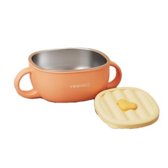 英氏（YEEHOO）  婴幼儿宝宝专用碗 萌趣爱心鸭辅食碗 热带橙