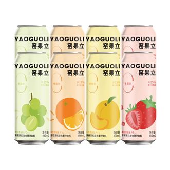 大窑  窑果立黄桃+草莓+葡萄+蜜桔味各2罐 果汁饮料490mL*8罐