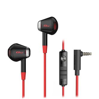 漫步者  HECATEGM180线控耳机 平头塞半入耳式立体声手机音乐游戏3.5mm有线耳机 黑红色