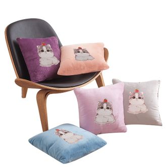 金丝莉KINTHERI/七彩靠垫 可爱猫咪车载沙发办公座椅舒适靠垫