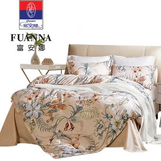 富安娜  艺术床品四件套田园国风抗菌呵护轻柔磨毛面料亲肤细腻保暖透气浪漫艺术花型双面设计两面皆可用不易起球不易褶皱鹊舞江南四件套