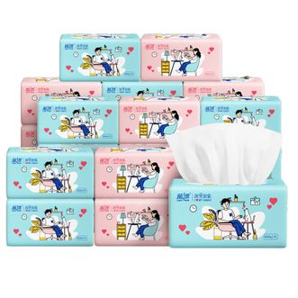 蓝漂  家庭用纸抽纸100抽*24包 双色加厚卫生纸巾面巾纸整箱装厕纸