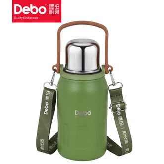 德铂（Debo）  钛享真空保温壶900ml 不锈钢内胆户外旅行保温壶大容量便携保温水壶DEP-DS386草绿