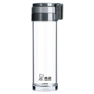 希诺  塑料杯385ml简约运动水杯提环杯子带盖男女车载便携茶杯滤网
