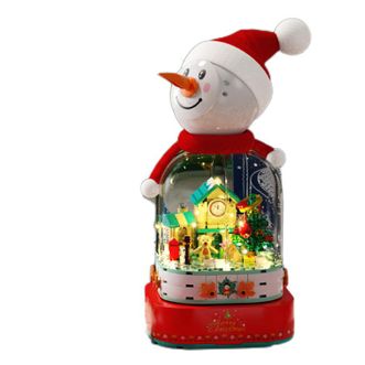 森宝积木 雪人音乐盒 拼装积木 新年春节礼物 圣诞节礼物 雪人积木模型