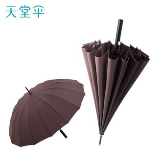 天堂伞  双人雨伞直柄 大号半自动雨伞16骨加固抗风拒水 沙棕色