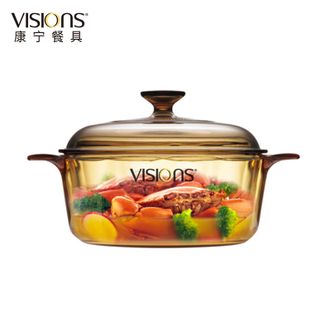 VISIONS  晶彩透明锅1.25L玻璃小奶锅康宁双耳宝宝锅热奶煮奶牛奶婴儿辅食锅无涂层VS-12-E-LCL/ZK