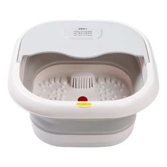 港德  泡脚桶折叠足浴盆按摩家用洗脚盆电加热泡脚盆 浅灰色