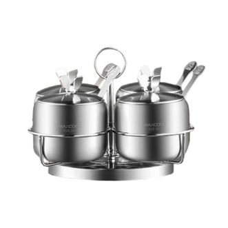 MAXCOOK  304不锈钢调味罐 调料盒调料罐调味盒四件套 带支架MCPJ-WG004
