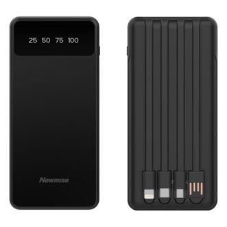 纽曼（Newmine）  10000毫安自带四线移动电源苹果安卓华为USB线电量显示充电宝M138 黑色