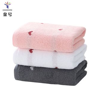 金号  纯棉柔软速干毛巾 70*34cm 100g 家用成人洗脸毛巾 爱心款洗澡面巾 柔软吸水不易掉毛洗脸巾（红白灰3条装）