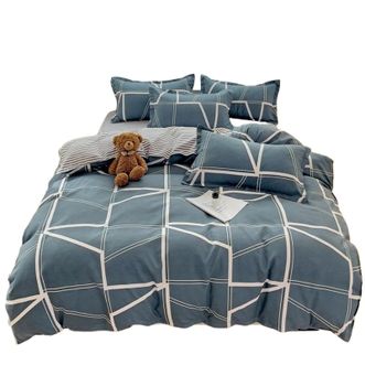 宜恋  植物羊绒三件套1.2米床法式复古风被套床单枕套 几何方块/AJF