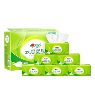 心相印  云感柔肤立体压花系列抽纸柔厚清洁面巾纸家庭餐巾纸 3层 100抽*6包