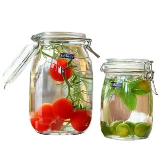 喜碧（Scybe）  玻璃密封罐2个  约1100ml+1800ml  玻璃瓶储物罐蜂蜜瓶青梅酒奶粉糖果罐泡酒瓶厨房储物工具