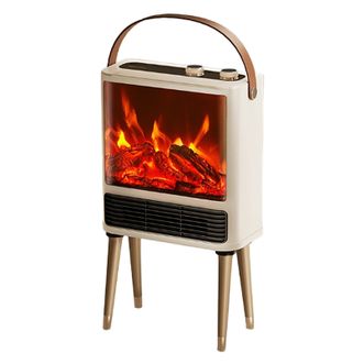 艾美特/Airmate  壁炉暖风机电热取暖器电暖器家用电暖气片烤火炉 大面积加热节能炭火暖风机 经典白色 AIR9-1