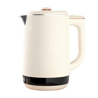 奥克斯/AUX  电热水壶家用大容量烧水壶暖水壶304不锈钢双层防烫双层保温壶 2.0L  AAS-20AZX-07米白