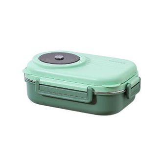 美厨（MAXCOOK）  饭盒304不锈钢分隔便当盒双层中小学生儿童分格餐盒-四格1.2L北欧绿MC-FT1528