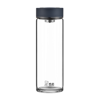 希诺  玻璃水杯单层高硼硅玻璃 茶杯带滤网 350ml