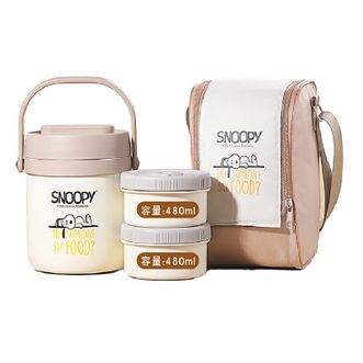 史努比（SNOOPY）  1800ml手提双层不锈钢保温桶+保温袋便当盒便当饭盒餐盒HJS-8112