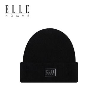 Elle  100%纯羊毛时尚针织帽 男士秋冬季双层保暖 百搭护耳帽 百搭毛线帽