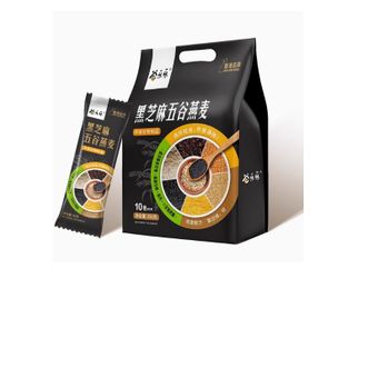 劲家庄  即食黑芝麻五谷燕麦片红枣枸杞五黑谷物豆奶全麦高纤维杂粮  黑芝麻味   1袋
