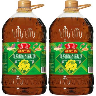 鲁花食用油菜籽油香飘万家浓香菜油低芥酸物理压榨5L*2