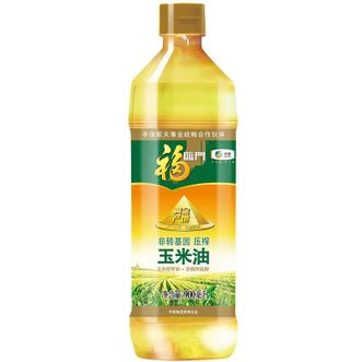 福临门 非转基因压榨一级玉米油 900ML/瓶